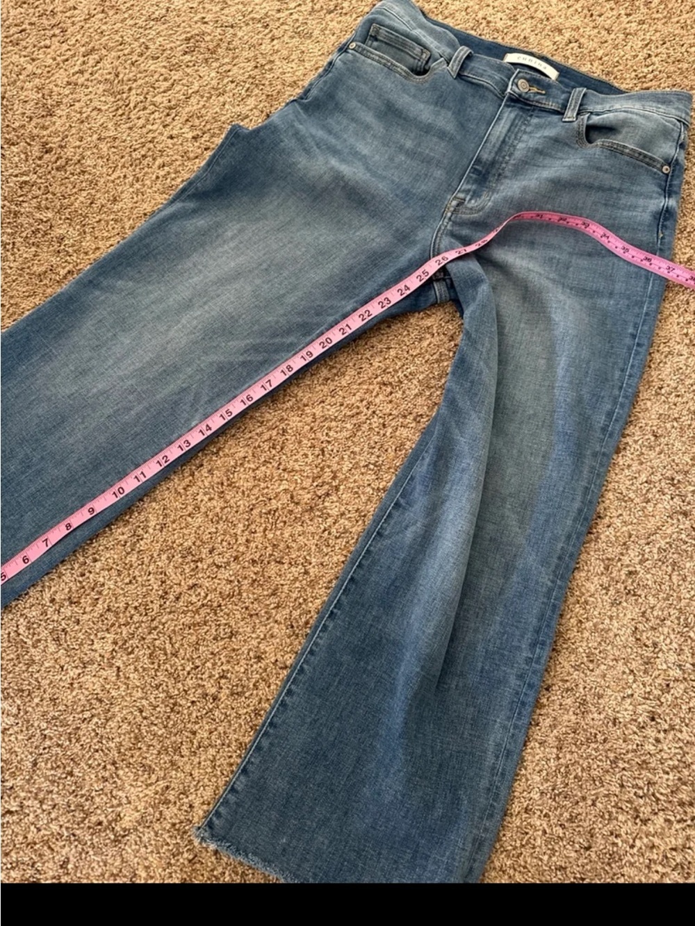 Eunina Dawn super high rise wide leg cropped jeans in Medium Wash size 11/30 - Picture 12 of 12